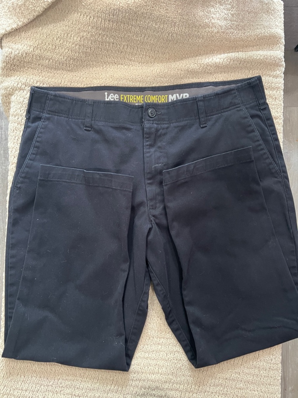 Lee Men's Extreme Comfort MVP Flat Front Slacks in Black 38x29